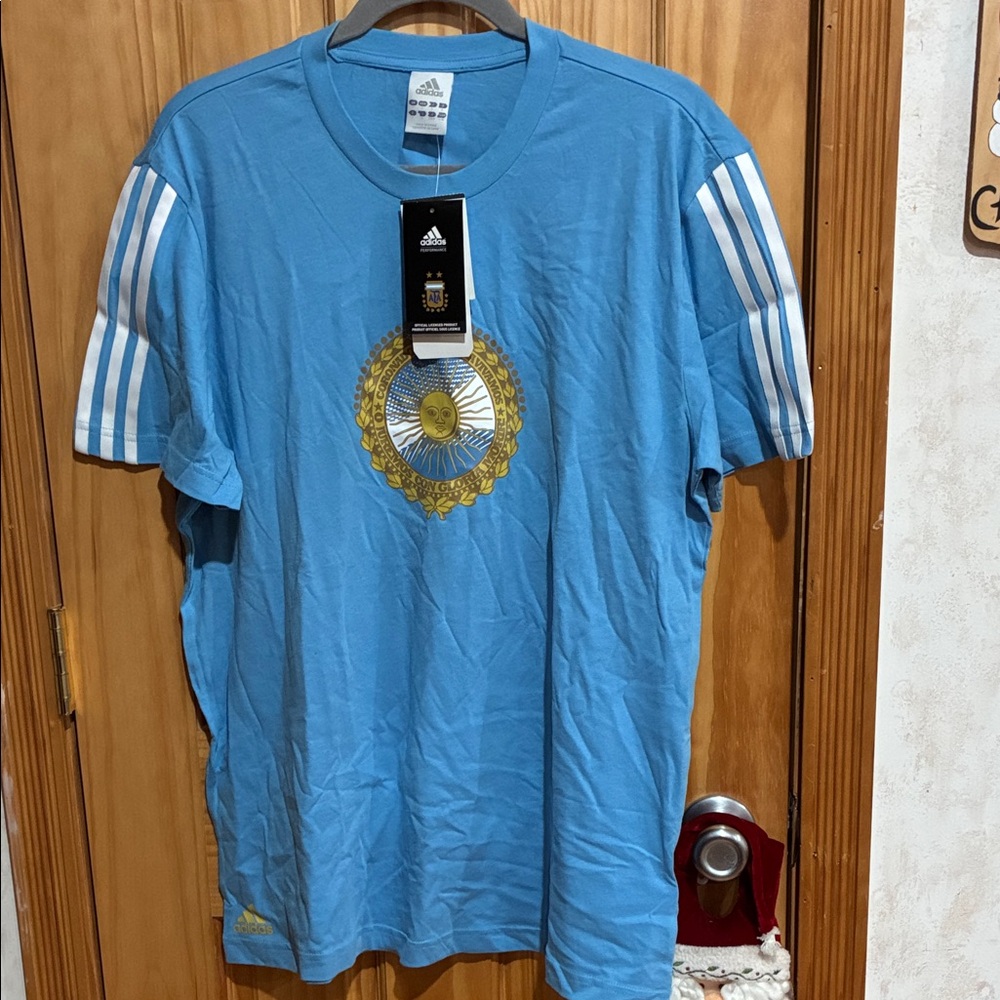 NWT Adidas Argentina Men's L 2010 World Cup Training Soccer Jersey Shirt